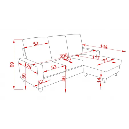 SHAISELONGUE PATAS REVERSIBLE TAP. CEMENTO O PIEDRA MOD DUQU