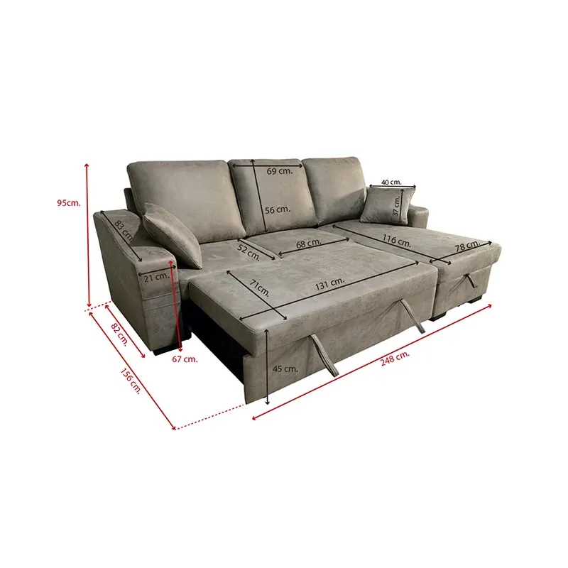 SHAISELONGUE CAMA C/ARCÓN TAP. NOLIA COREA YAGO PIEDRA Y CEMENTO