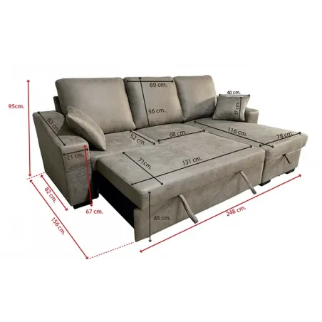 SHAISELONGUE CAMA C/ARCÓN TAP. NOLIA COREA YAGO PIEDRA Y CEMENTO