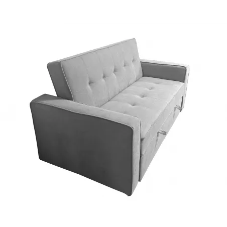 SOFA CAMA CON BRAZOS GRIS CLARO MOD ROL