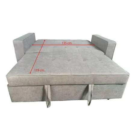 SOFA CAMA CON BRAZOS GRIS CLARO MOD ROL