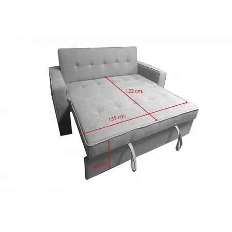 SOFA CAMA CON BRAZOS GRIS CLARO MOD ROL