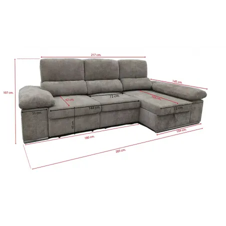 SHAISELONGUE CAMA C/ARCON IZDA. MOD. NADIA BEIG O GRIS