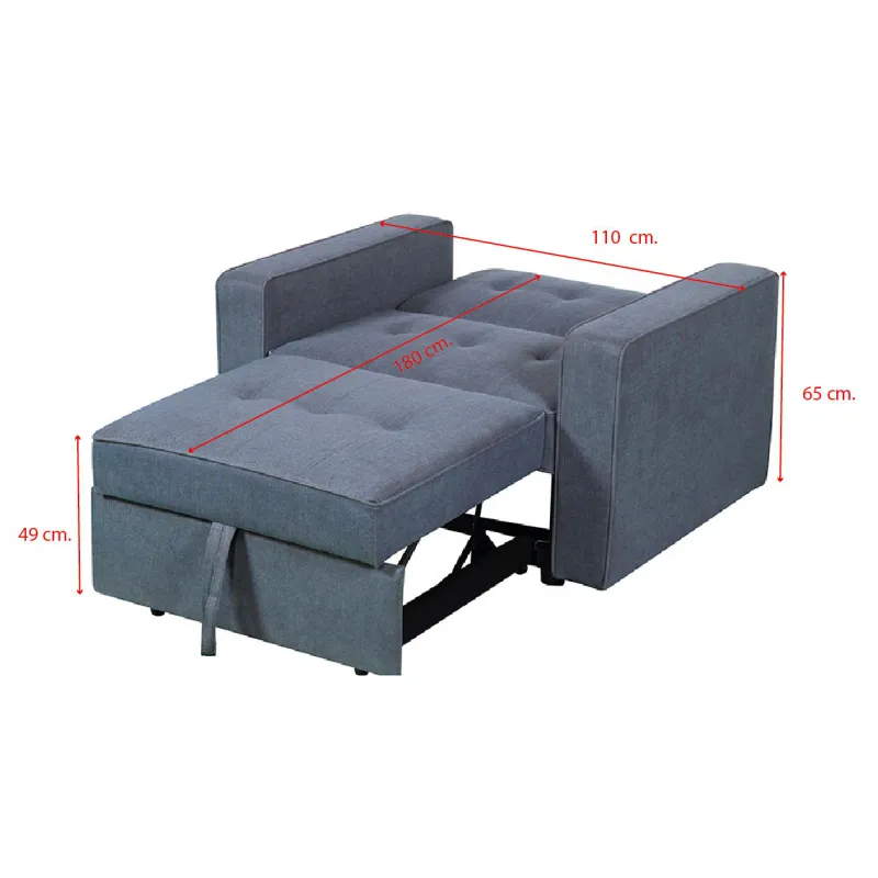 SILLÓN CAMA 1 PLAZA MOD IZAN GRIS