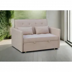 Sofá Cama de Arrastre BILBAO de 2 Plazas Tapizado beige o marengo