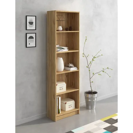 ESTANTERIA 5H MOD. AURA BEIGE O ROBLE MAUVELLA O BLANCO