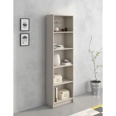 ESTANTERIA 5H MOD. AURA BEIGE O ROBLE MAUVELLA O BLANCO