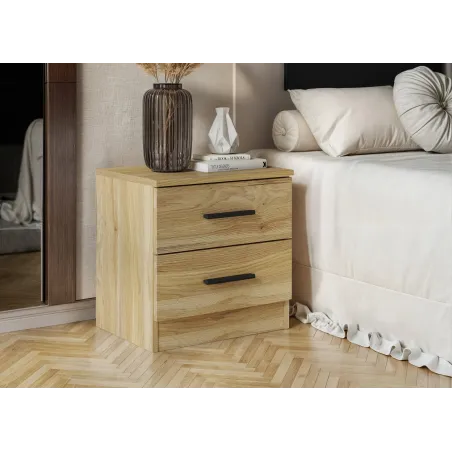 MESITA DE NOCHE 2C MOD. AURA BEIGE O ROBLE MAUVELLA O BLANCO