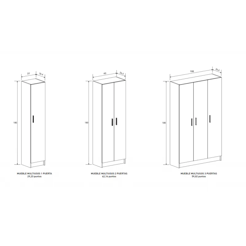 MUEBLE MULTIUSOS 3P MOD. AURA BEIGE O ROBLE MAUVELLA
