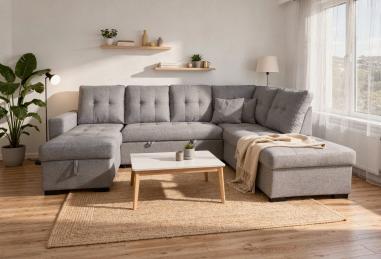 Rinconera chaiselongue cama Aitana con arcón gris