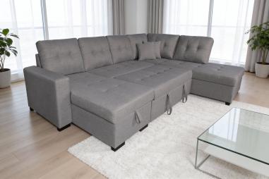 Rinconera chaiselongue cama Aitana con arcón gris