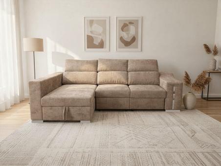 Chaiselongue Lucas con arcón y asientos extraíbles beige o gris
