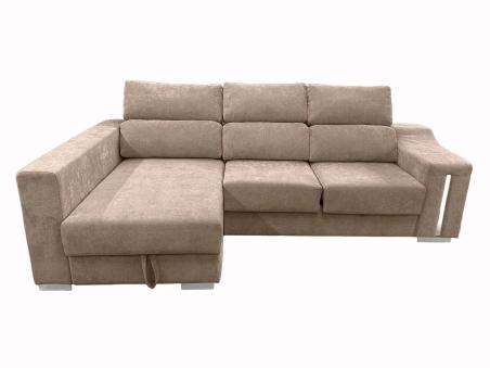 Chaiselongue Lucas con arcón y asientos extraíbles beige o gris