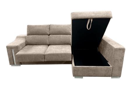 Chaiselongue Lucas con arcón y asientos extraíbles beige o gris