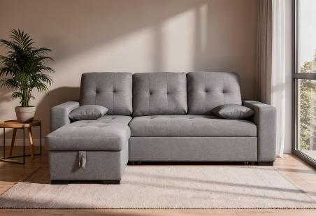 Chaiselongue cama Salem con arcón gris