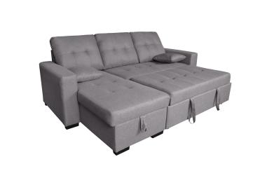 Chaiselongue cama Salem con arcón gris