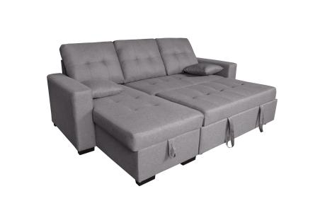 Chaiselongue cama Salem con arcón gris