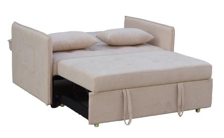Sofá Cama de Arrastre BILBAO de 2 Plazas Tapizado beige o marengo