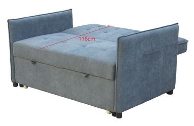 Sofá Cama de Arrastre BILBAO de 2 Plazas Tapizado beige o marengo