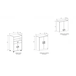 MUEBLE COCINA 2P1C2H RUEDAS MOD. AURA BEIGE O MAUVELLA 2