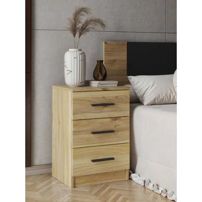 MESITA DE NOCHE 3C MOD. AURA BEIGE O ROBLE MAUVELLA O BLANCO