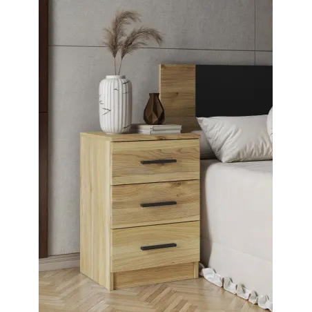 MESITA DE NOCHE 3C MOD. AURA BEIGE O ROBLE MAUVELLA O BLANCO
