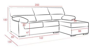 Shaiselongue derecha Rubén fija antimanchas