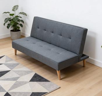 SOFA CAMA CLIC-CLAC PATAS MADERA UNAI GRIS - AZUL OSCURO 2