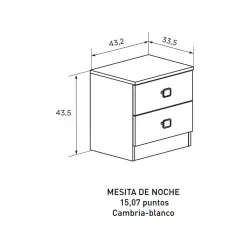MESITA DE NOCHE 2C MOD. CHAMPION CAMBRIA BLANCO 2