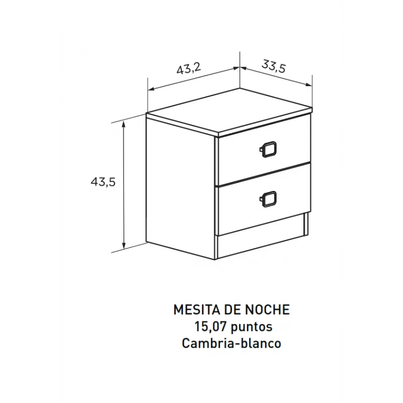 MESITA DE NOCHE 2C MOD. CHAMPION CAMBRIA BLANCO