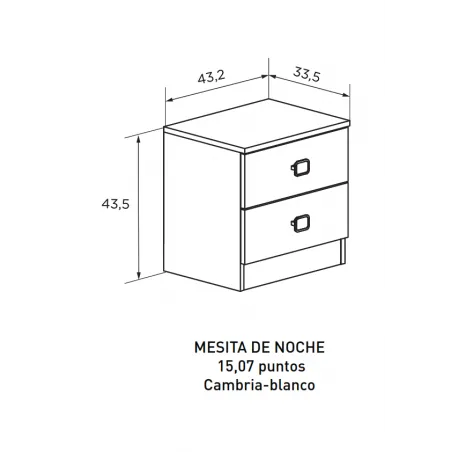 MESITA DE NOCHE 2C MOD. CHAMPION CAMBRIA BLANCO