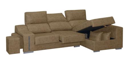 Chaiselongue Rio derecha con arcón y 2 puff Magnol Piedra