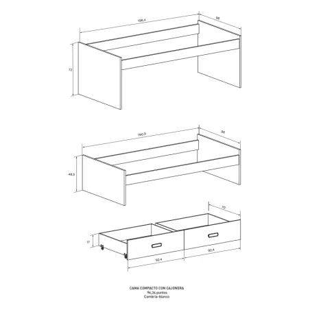 COMPACTA CON CAJONERA CHAMPION CAMBRIA-BLANCO