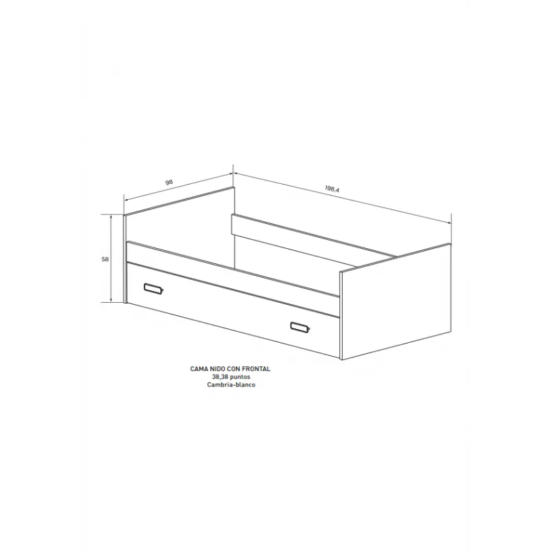 CAMA NIDO C/FRONTAL MOD. CHAMPION CAMBRIA BLANCO