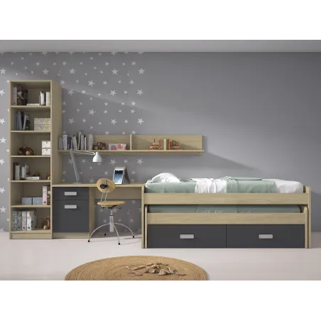 CAMA COMPACTA CON CAJONERA DONALD ACABADO PUCCINI-ANDERSEN -