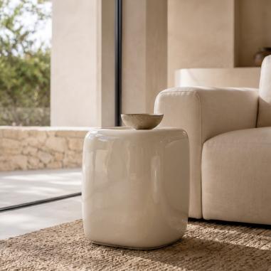 Mesa Auxiliar Clay Beige Brillo | Relax Muebles