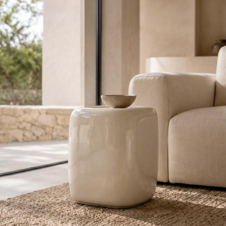 Mesa Auxiliar Clay Beige Brillo | Relax Muebles