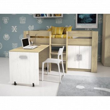 CAMA BLOCK C/MESA ESTUDIO DONALD Andersen pino-Grafito