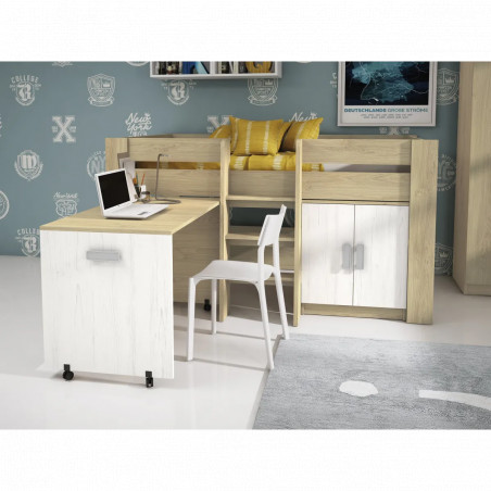 CAMA BLOCK C/MESA ESTUDIO DONALD Andersen pino-Grafito