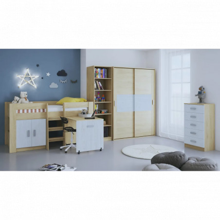 CAMA BLOCK C/MESA ESTUDIO DONALD Andersen pino-Grafito