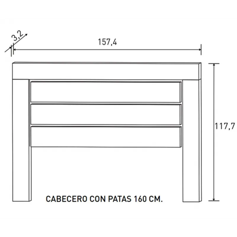 CABECERO CON PATAS 160 CM. RONCAL ANDERSEN ACABADO PINO-ROBL