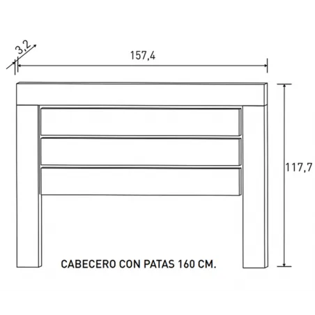 CABECERO CON PATAS 160 CM. RONCAL ANDERSEN ACABADO PINO-ROBL