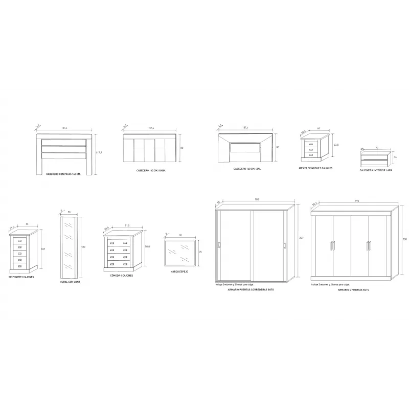 DORMITORIO MATRIMONIO RONCAL CON SINFONIER ANDERSEN ACABADO