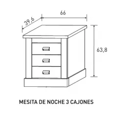 MESITA DE NOCHE 3 CAJONES RONCAL ACABADO PINO-ROBLE O TRUFA- 2