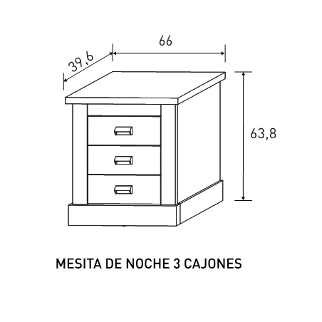 MESITA DE NOCHE 3 CAJONES RONCAL ACABADO PINO-ROBLE O TRUFA-