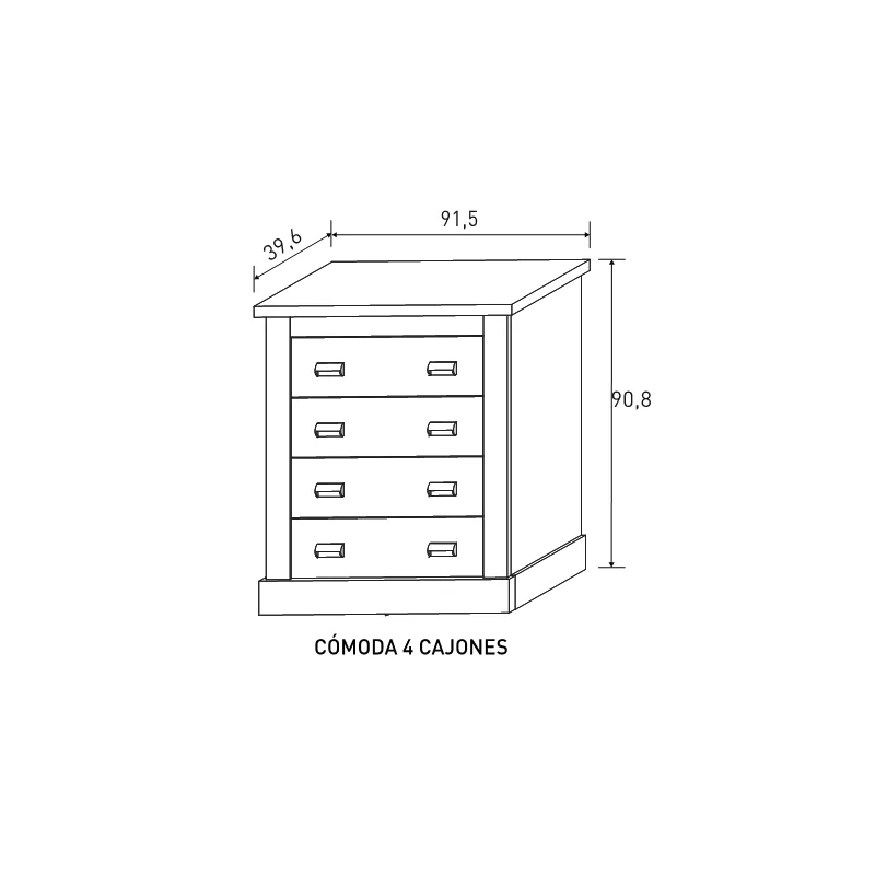 COMODA 4 CAJONES RONCAL ACABADO ANDERSEN PINO-ROBLE O TRUFA-