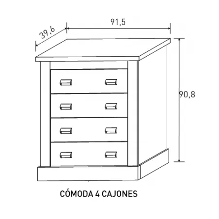 COMODA 4 CAJONES RONCAL ACABADO ANDERSEN PINO-ROBLE O TRUFA-