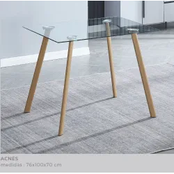 MESA COCINA TAPA CRIS PATA METAL ACNES MADERA NATURAL | Ofer