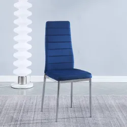 JUEGO DE 6 SILLAS TAP. VELVET PATA CROMADA AVATAR AZUL