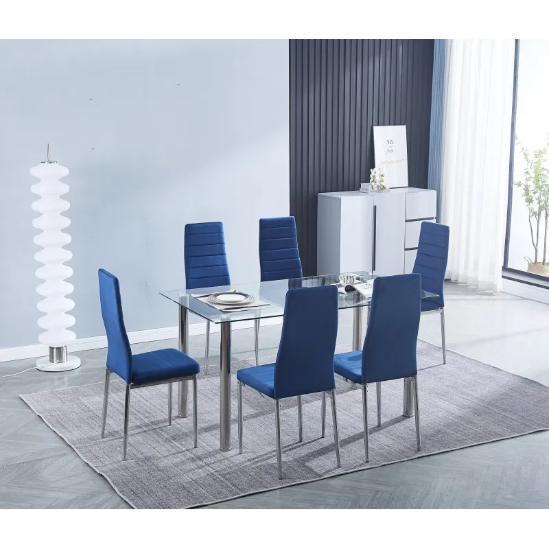 MESA COMEDOR FIJA CRISTAL TRANSPARENTE AVATAR PATA CROMO